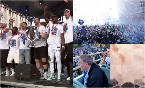 Suporterii Farul Constanţa abia şi-au stăpânit emoţiile după performanţa istorică. În ropote de aplauze, jucătorii ''Regelui'' au ridicat trofeul în Piaţa Ovidiu