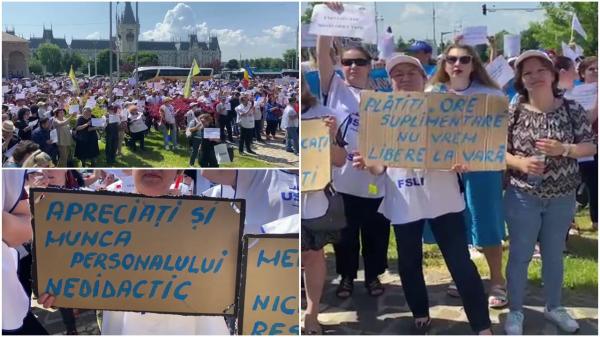 Greva profesorilor, ziua 3. Mii de dascăli au protestat astăzi la Iaşi: "E imposibil să ne descurcăm cu un salariu de 2.400 de lei"