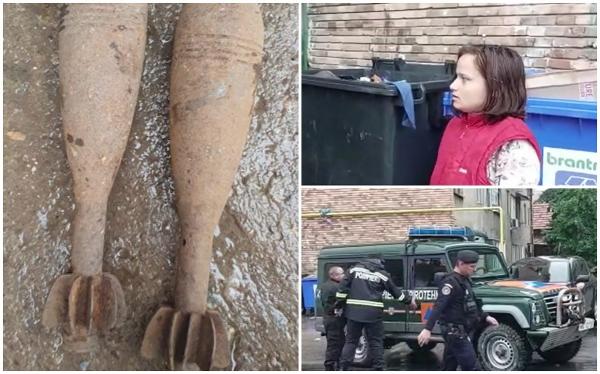 O grenadă şi două proiectile, găsite în apropierea unui bloc din Drobeta. O tânără le-a văzut lângă ghenă, când ducea gunoiul