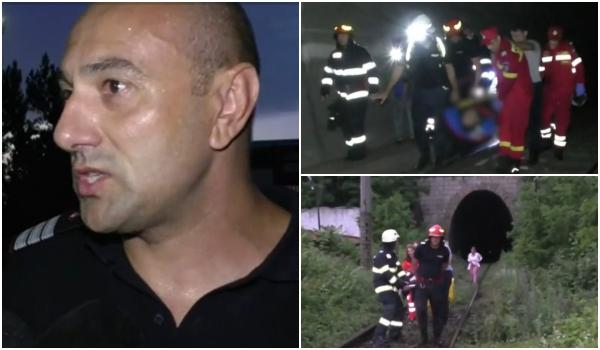 Lupta contra cronometru a pompierilor pentru salvarea tatălui şi fiului loviţi de tren, în Mehedinţi. Au fost căraţi cu tărgile prin ploaie până la ambulanţe
