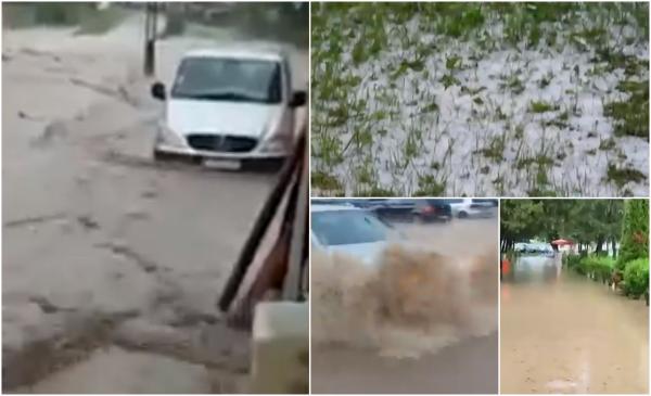 "Ne inundă, mă! Dă şi gheaţă! Potop!'' Vestul ţării, măturat de vijelii. Oamenii îşi numără pagubele, după ce s-au trezit cu grindină cât oul de prepeliţă