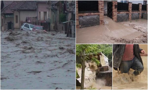 Zonele în care a plouat într-o oră cât pentru o lună întreagă. Oamenii şi-au legat maşinile cu lanţuri de garduri