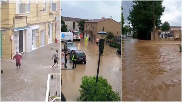 Un ciclon mediteranean a provocat haos în Spania şi Franţa: oraşe inundate, oameni blocaţi şi copaci doborâţi de vânt