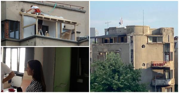 Un bloc din Bucureşti, monument istoric, "mutilat" de un locatar. Vecinii au sesizat poliţia, dar proprietarul e relaxat: "Vedem ce vorbim şi asta e"