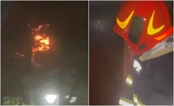Garsonieră distrusă de flăcări, zeci de persoane evacuate şi un rănit grav, în Vâlcea. Un vecin şi-ar fi dat foc în propria locuinţă