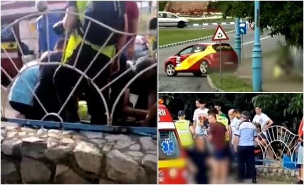 La un pas de tragedie: O mașină de raliu a lovit un tânăr de 17 ani, la Drobeta-Turnu Severin. Momentul şocant, filmat
