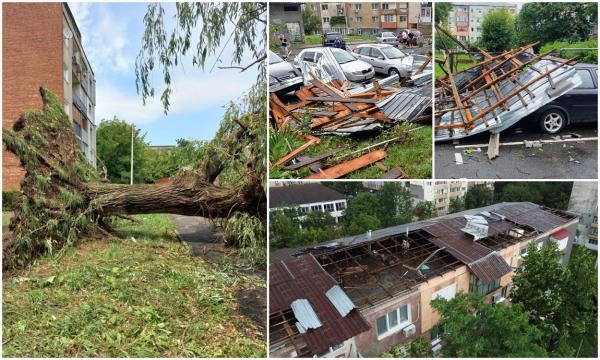 "Uită-te cum l-a luat, bă! Vai de mine şi de mine!" Furia naturii i-a îngrozit pe hunedoreni. Din spatele ferestrelor, au privit neputincioși prăpădul