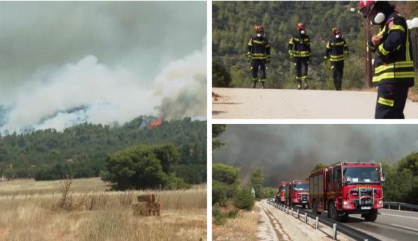 Incendiile au devastat jumătate din Grecia, în 3 zile. Focul a ajuns şi-n Rhodos. Pompierii români, lăudaţi: "Profesionişti veniţi de pe altă planetă"