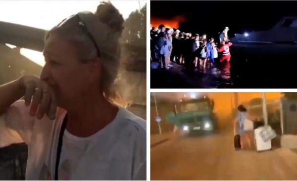 "Inima noastră e aici. Vă rog să ne salvaţi!" 30.000 de oameni, printre care şi români, evacuaţi de pompierii din Rhodos la lumina lanternelor