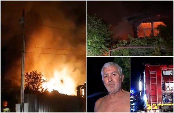 Incendiu în Sectorul 1, trei case cuprinse de flăcări: Oamenii au privit neputincioşi cum agoniseala de-o viaţă li se face scrum: "Să te trezeşti că iei foc aşa"