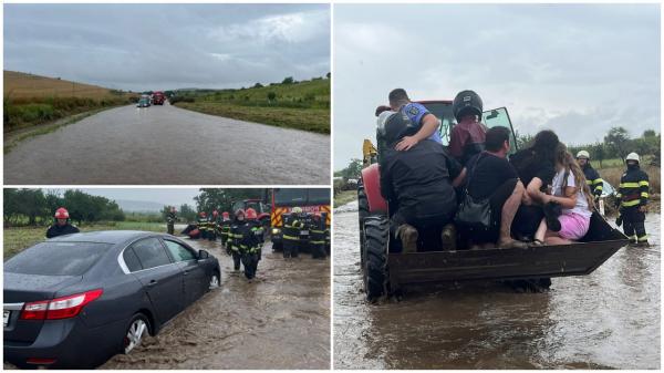 Canicula înlocuită de furtuni care au lovit cu puterea unui uragan. Viiturile au măturat o şosea din Tulcea şi au pus în pericol 10 persoane