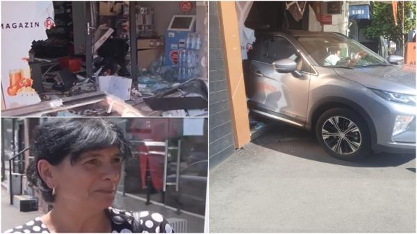 Filmul accidentului de pe Calea Floreasca. Mărturia proprietarei magazinului distrus de șoferul care a încurcat frâna cu acceleraţia