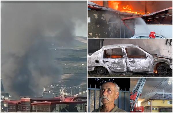 "Am scos copilul, câinele, restul n-am ce face". Explozie la o hală de piese auto din Cluj, urmată de incendiu. Flăcările s-au extins şi la 2 case din apropiere