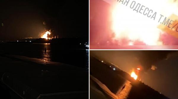 Rușii au atacat din nou cu drone portul Izmail de la Dunăre, lângă România. Imagini dramatice surprinse din Tulcea