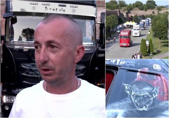 Suma colosală plătită de un proprietar pentru a-şi transforma camionul în casa lui Dracula. Parada celor mai tunate tiruri, la Alba Iulia