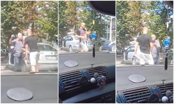 Bătaie între șoferi, filmată în mijlocul unei străzi din Galați. Un taximetrist a fost luat la pumni de un bătrân, după ce unul dintre ei nu a acordat prioritate