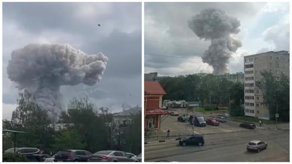 Momentul exploziei de la uzina militară din Rusia. Autoritățile exclud un atac ucrainean cu drone, în timp ce ruşii se tem de rachete sau sabotaj