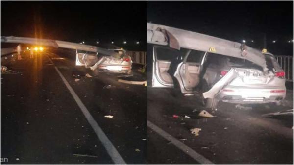 Tânăr de 23 de ani, mort pe locul din dreapta, după ce o parte dintr-un parapet a intrat prin geamul mașinii, în Teleorman. Șoferul era beat