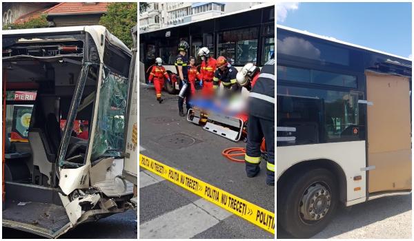 Accident STB în Capitală. Şoferului i s-ar fi făcut rău la volan. Cât de avariat e autobuzul