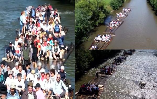 "Suntem duşi cu pluta". Plimbare inedită de 10 kilometri pe râul Bistriţa Aurie: O experienţă cât pentru o viaţă