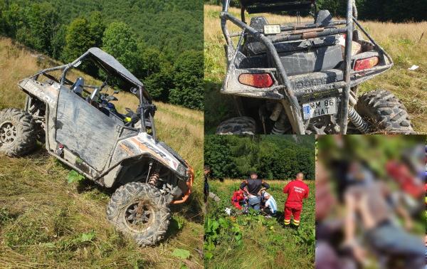 Tânăr de 22 de ani, rănit grav după ce maşina în care se afla a ajuns în râpă, în Maramureş. Era pasager pe scaunul din dreapta