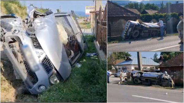 Trei persoane rănite în urma unui accident, în Bacău. O maşină s-a răsturnat după ce a fost lovită în timpul unui viraj de un vehicul aflat în depăşire