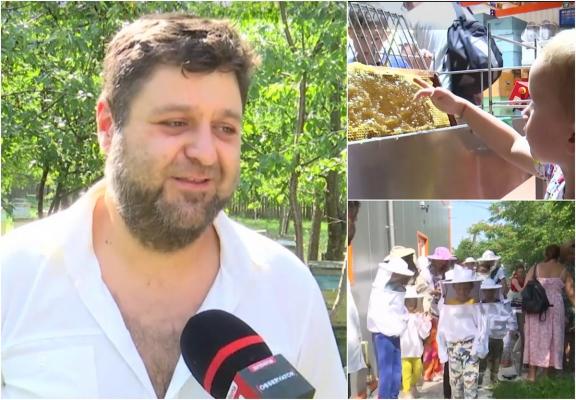 Apicultori pentru o zi. Afacerea prin care Radu doreşte să-şi promoveze meseria sa în rândul celor mici. 20 de copii i-au trecut pragul stupinei