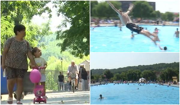 Au dat marea pe piscinele din oraş. Ieşenii au fugit de caniculă şi s-au distrat la ştrand pe bani puţini