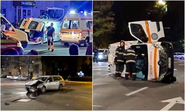 Șofer de ambulanță, asistenta şi pacientul, răniți într-un accident. Autospeciala aflată în misiune și o altă mașină s-au izbit puternic, pe o stradă din Braşov
