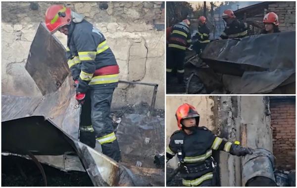 Incendiu devastator la două case din Cârligele. Şase echipaje de pompieri au încercat să stingă flăcările, în ajutorul lor au fost chemaţi şi voluntari