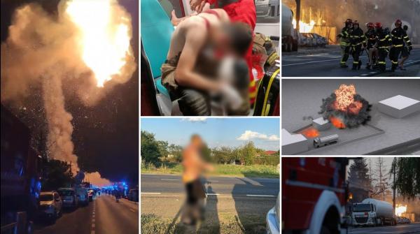 ANIMAȚIE: Filmul exploziei din Crevedia. Cum s-a dezlănțuit iadul lângă București, minut după minut. Imagini apocaliptice surprinse de Observator