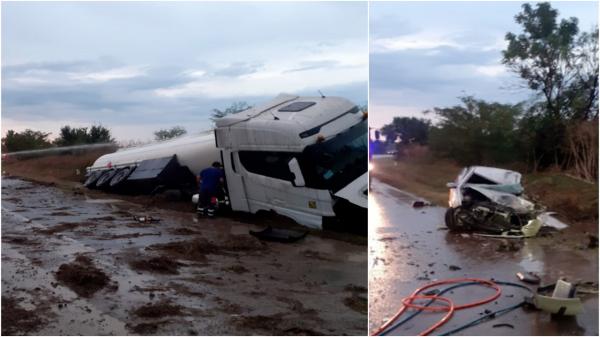 Şofer de 19 ani, încarcerat după ce s-a izbit cu putere de o cisternă pe contrasens. Tragedie evitată miraculos în Vaslui