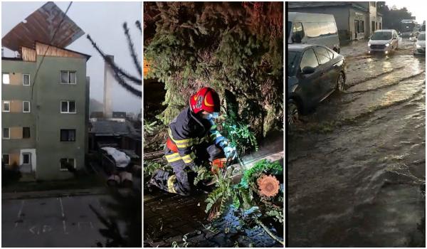 Furtunile au măturat aproape toată ţara. În Bacău, gospodăriile au fost acoperite de ape, a fost prăpăd şi în Bistriţa-Năsăud