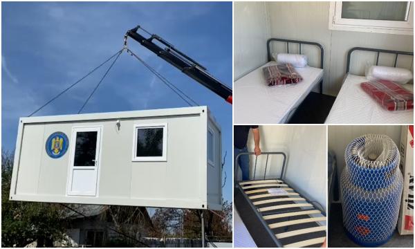 Primele imagini din interiorul containerelor aduse în Crevedia, pentru familiile rămase fără case după exploziile catastrofale