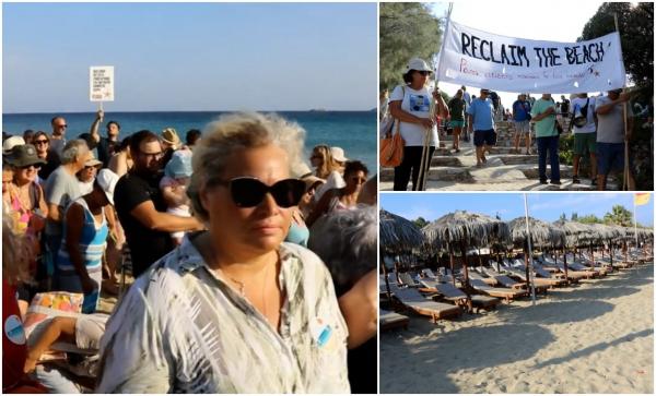 Revolta prosoapelor de plajă. Grecii protestează împotriva șezlongurilor care invadează plajele publice