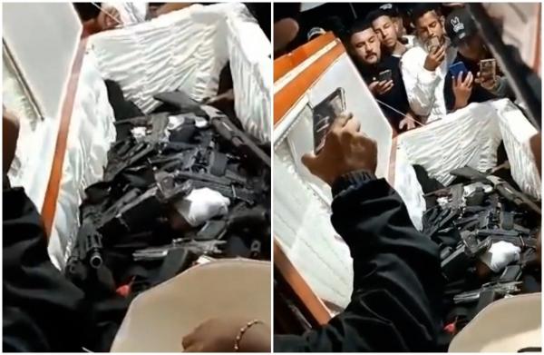 "Să se apere şi în viaţa de apoi". Şeful unui cartel din Ecuador, înmormântat cu zeci de pistoale aşezate în sicriu. A fost asasinat împreună cu fiica lui