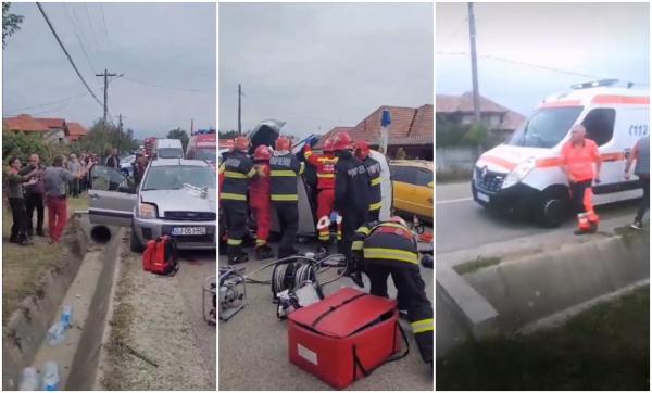 Tragedie pe un drum din Gorj. O femeie a murit după ce două mașini s-au ciocnit, iar una dintre ele s-a răsturnat