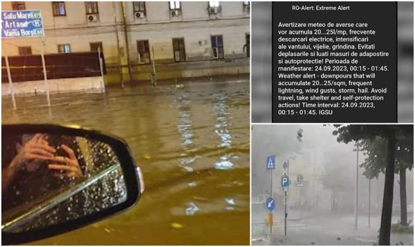 Vremea rea a făcut prăpăd în Oradea. Puhoaie pe străzile din oraș, după o ploaie torențială de doar câteva minute