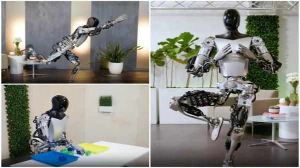Robotul Optimus, fabricat de Tesla, din ce în ce mai inteligent. Face cumpăna şi poate sta în poziţii de yoga