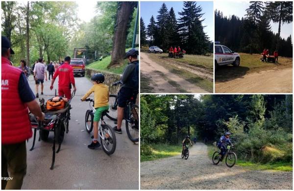 Trei biciclişti, salvaţi de salvamontişti după ce s-au accidentat în timpul unei competiţii pe cărările de munte din Braşov