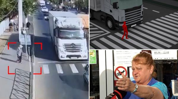 ANIMAȚIE: Cum s-a produs accidentul din Buftea. Îngrozit că a călcat un pieton, șoferul a refuzat să iasă din TIR: "A rămas acolo"