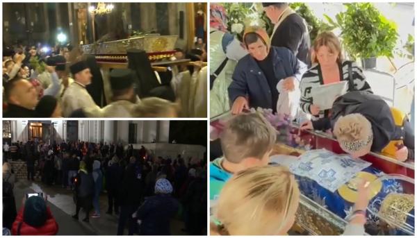 Sfânta Parascheva 2023. Pelerinii s-au călcat în picioare, ca să filmeze de aproape racla cu moaşte. La coadă se stă cel puţin 10 ore, zi şi noapte, în frig