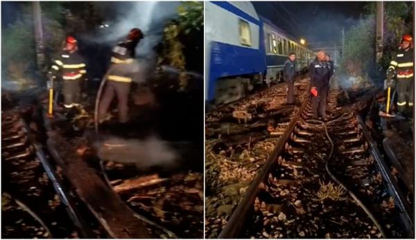 Panică în Ploiești, după ce un incendiu de vegetație a izbucnit în zona Gării de Sud. Traficul feroviar, blocat până la stingerea flăcărilor