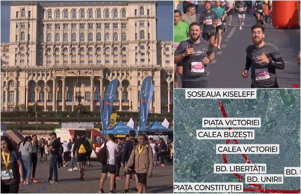 Şapte artere importante vor fi blocate azi, în centrul Capitalei. Mii de oameni vor alerga 42 de km, la cel mai mare maraton din România