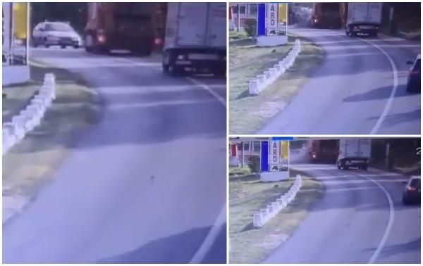 Momentul când şoferul unui autoturism intră pe contrasens şi se izbeşte în plin de o autoutilitară, în Alba