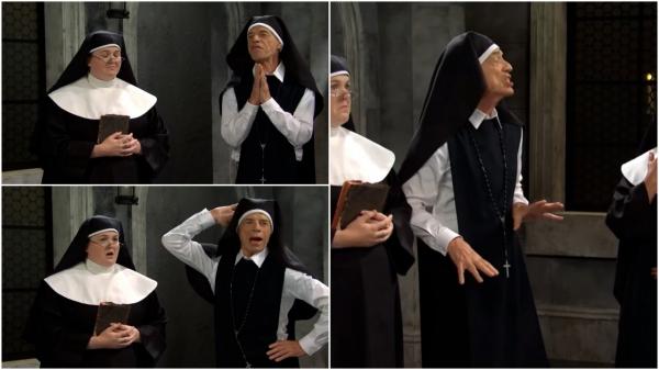 Imagini rare cu Mick Jagger, costumat în măicuţă, la 80 de ani. În povestea de excepţie i s-a alăturat şi artistul latino Bad Bunny