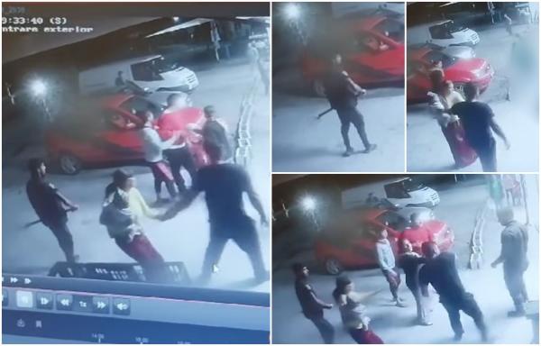Tineri loviți cu parul, pumnii și picioarele în fața unui magazin din Sălaj. Bătaia sălbatică a fost filmată de camere