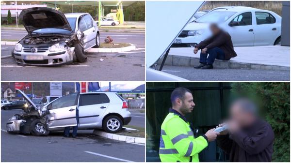 Şofer băut bine, prăpăd la ieşirea din Braşov. Bărbatul a intrat într-o maşină, a părăsit şoseaua şi a ajuns în parcarea unui hotel