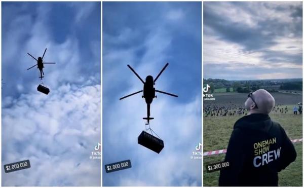 Influencerul Kazma a aruncat un milion de dolari dintr-un elicopter, deasupra unui câmp din Cehia. Motivul din spatele gestului