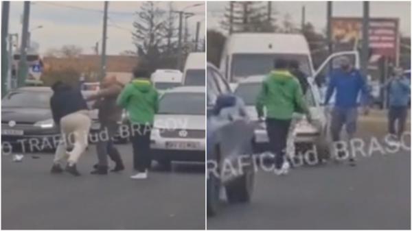 Patru bărbați și-au împărțit pumni şi picioare pe o șosea din Brașov, printre mașini. Doar polițiștii au putut să-i despartă
